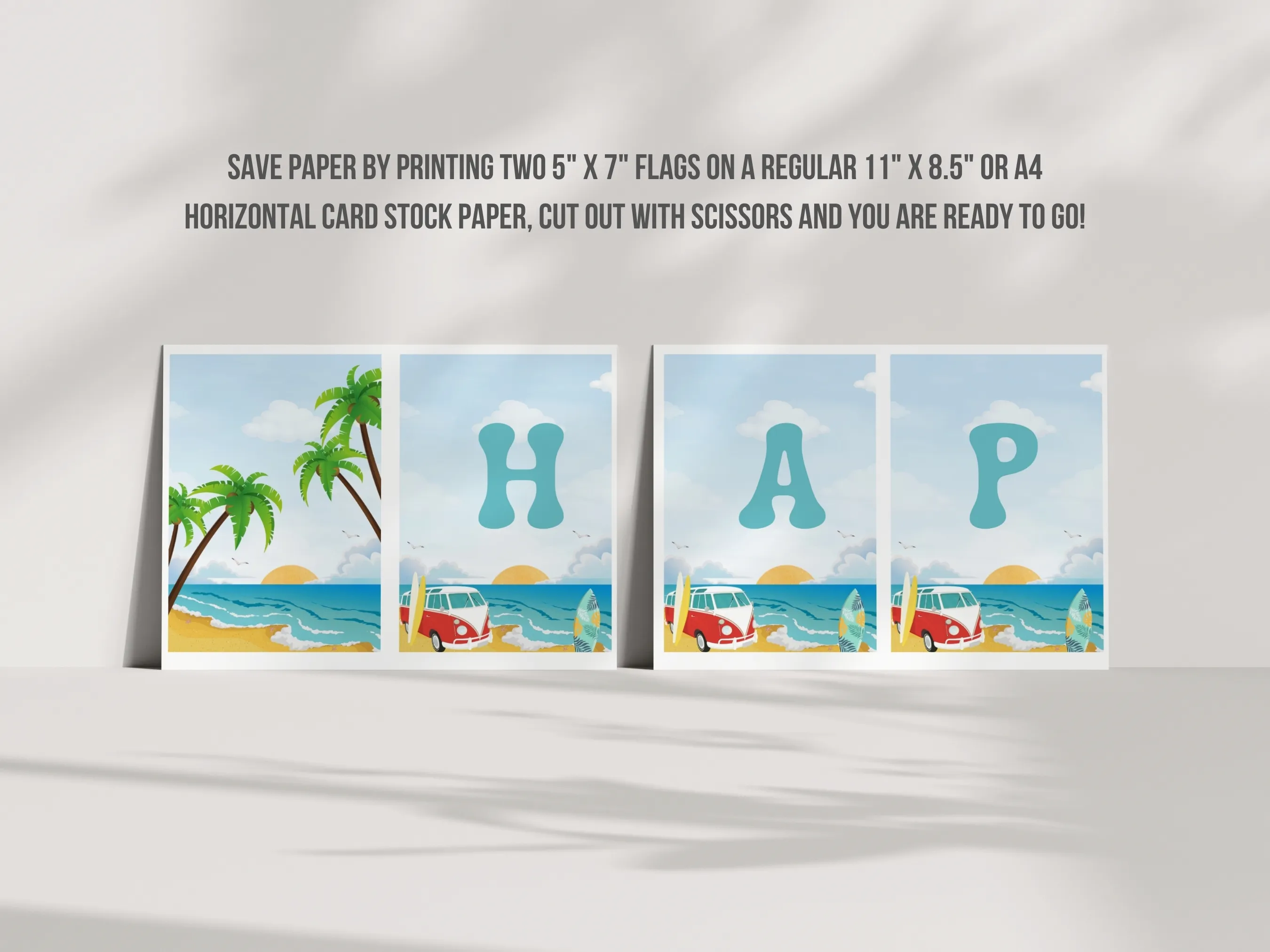 The Big One Happy Birthday Banner | Surf Decor Birthday Bunting | Beach Party Birthday Banner | Editable Canva Template | Digital Download