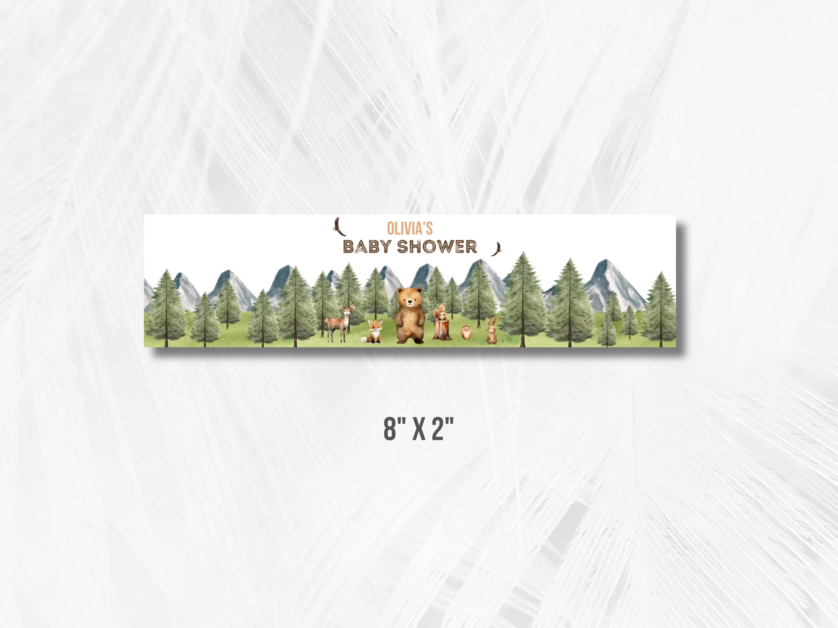 Woodland Baby Shower Water Bottle Label | Forest Animals Bottle Sticker | Editable Canva Template | Digital Download