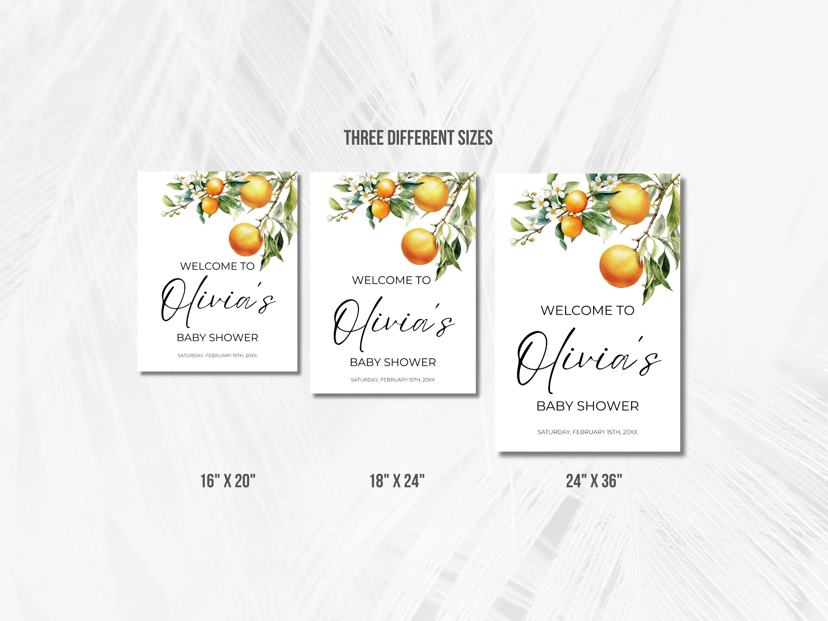 Little Cutie Baby Shower Welcome Sign | Orange Clementine Welcome Board For Baby Girl | Editable Canva Template | Digital Download