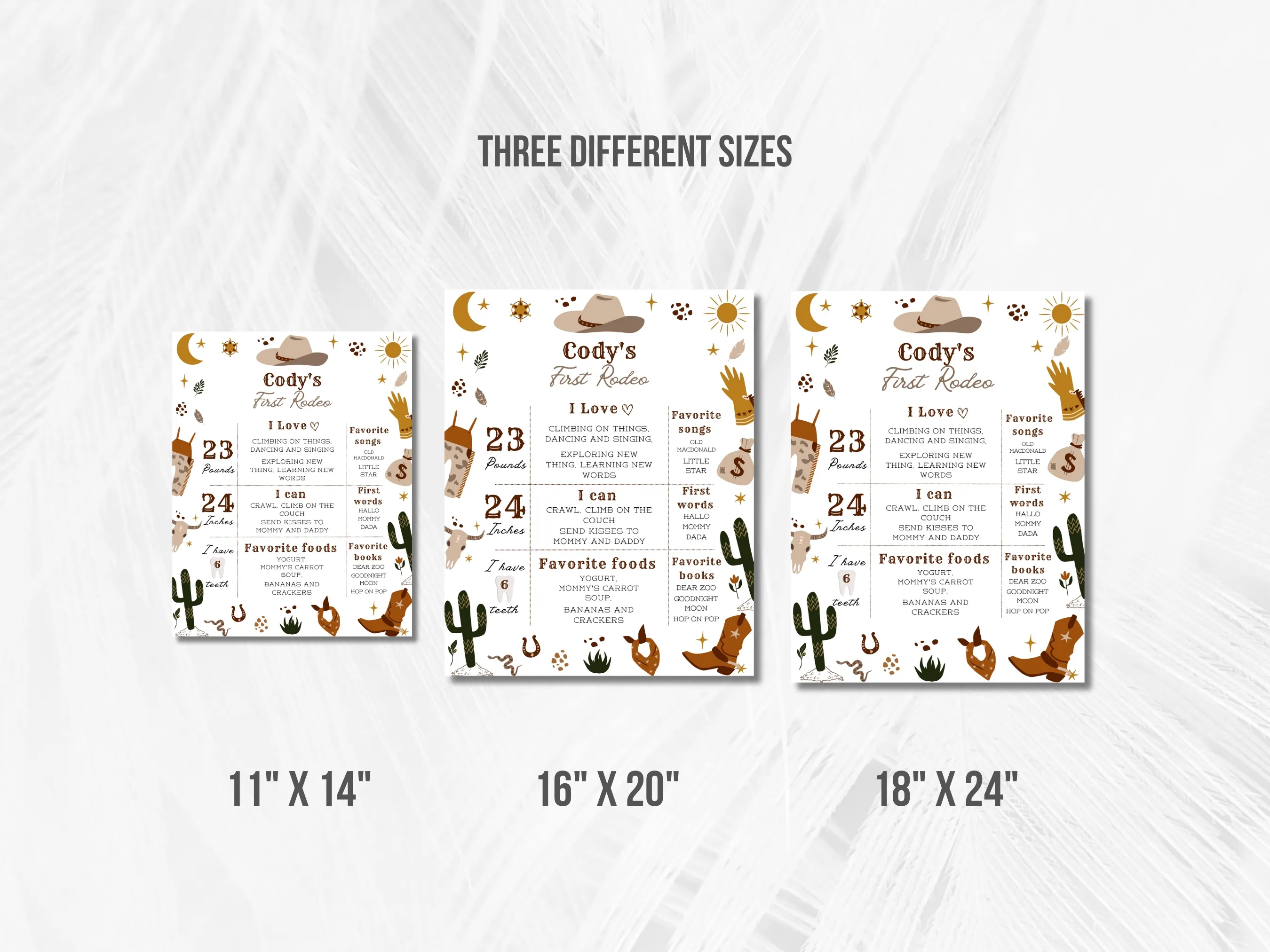 My First Rodeo Birthday Milestone Board | Cowboy Milestone Poster | Baby Milestone Sign | 1st Birthday Party | Editable Canva Template | Digital Download
