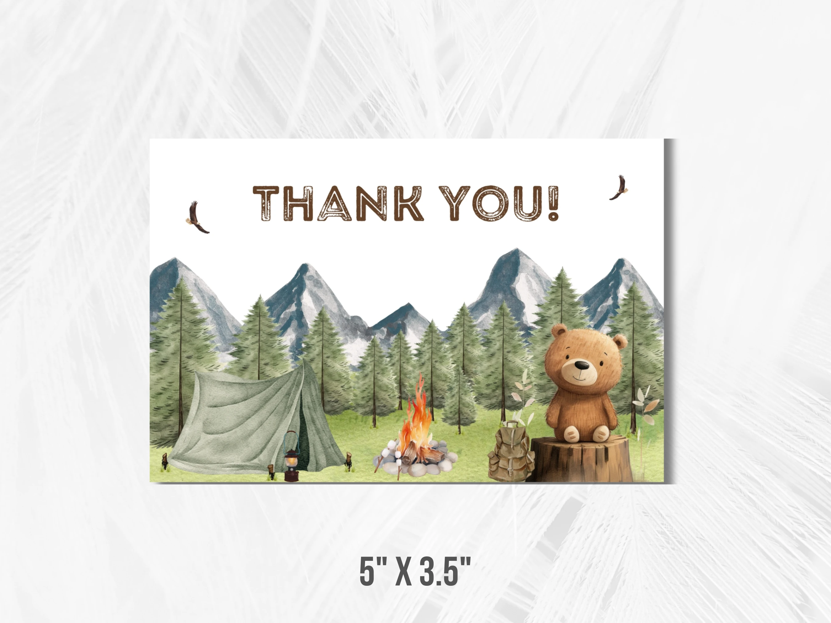 Little Camper Baby Shower Thank You Card | Woodland Adventure Awaits Baby Shower Thank You Note | Editable Canva Template | Digital Download