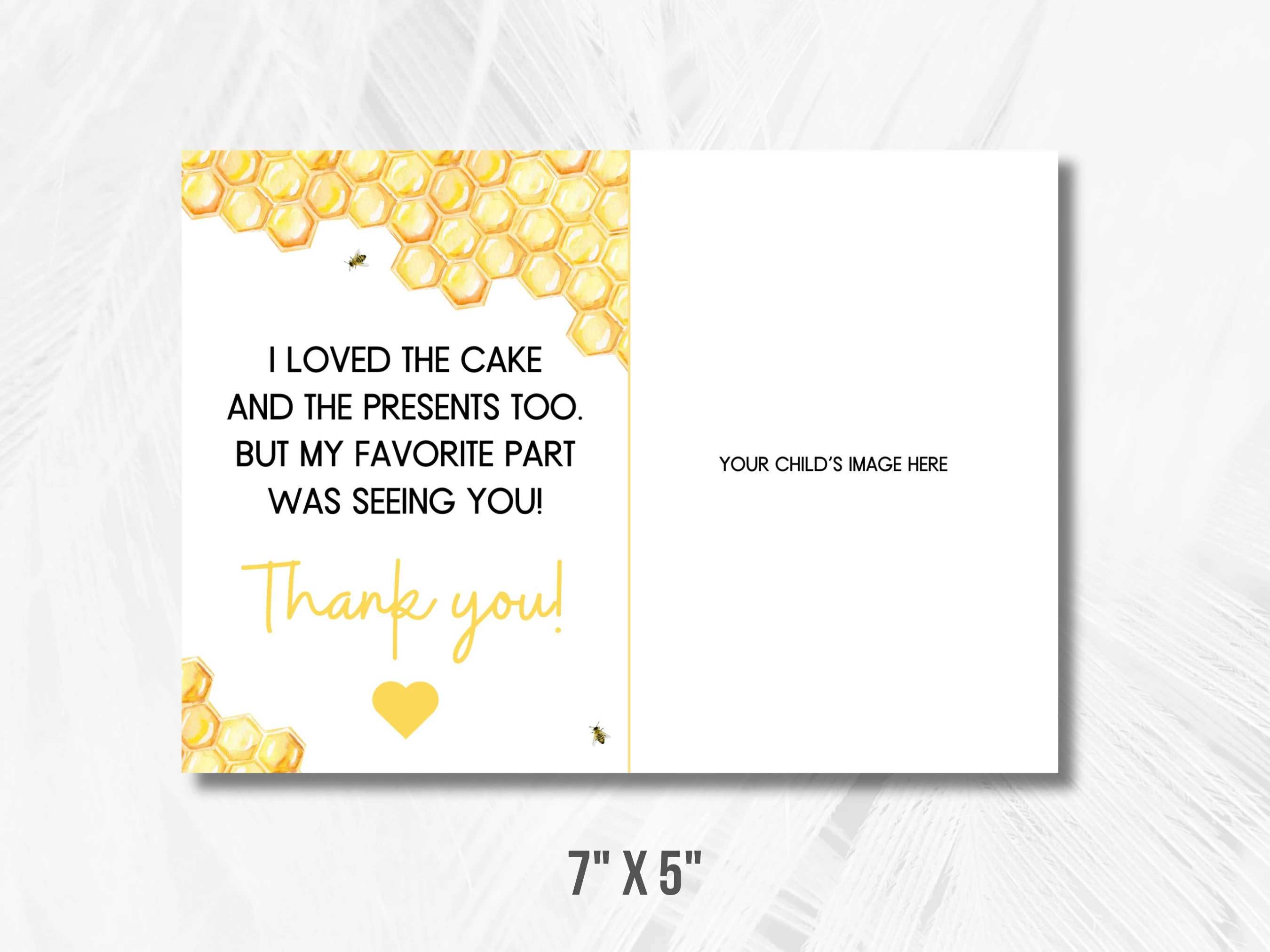 First Bee Day Birthday Thank You Card With Photo | Honey Bee Birthday Thank You Note | Sweet As Can Bee 1st Birthday Party | Editable Canva Template | Digital Download