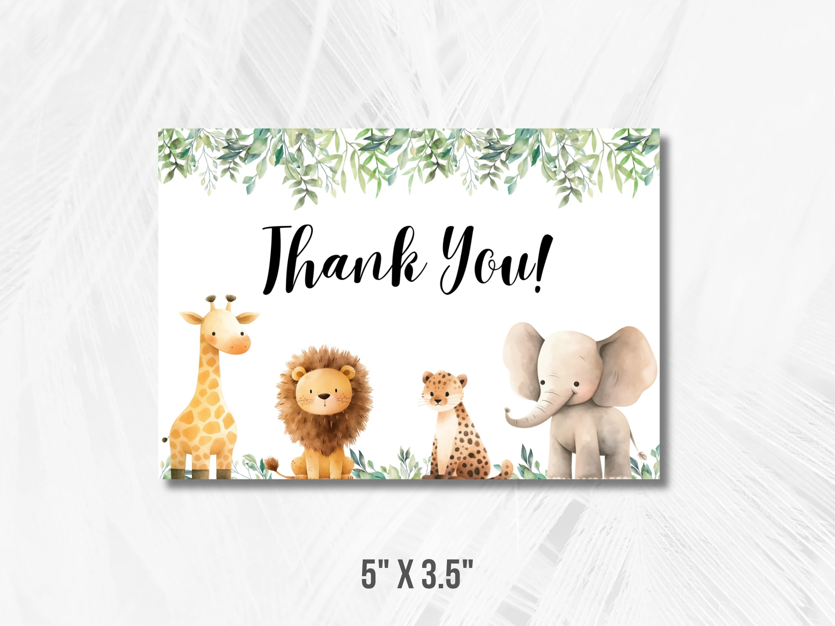 Safari Baby Shower Thank You Card | Jungle Theme Baby Shower Thank You Note | Editable Canva Template | Digital Download