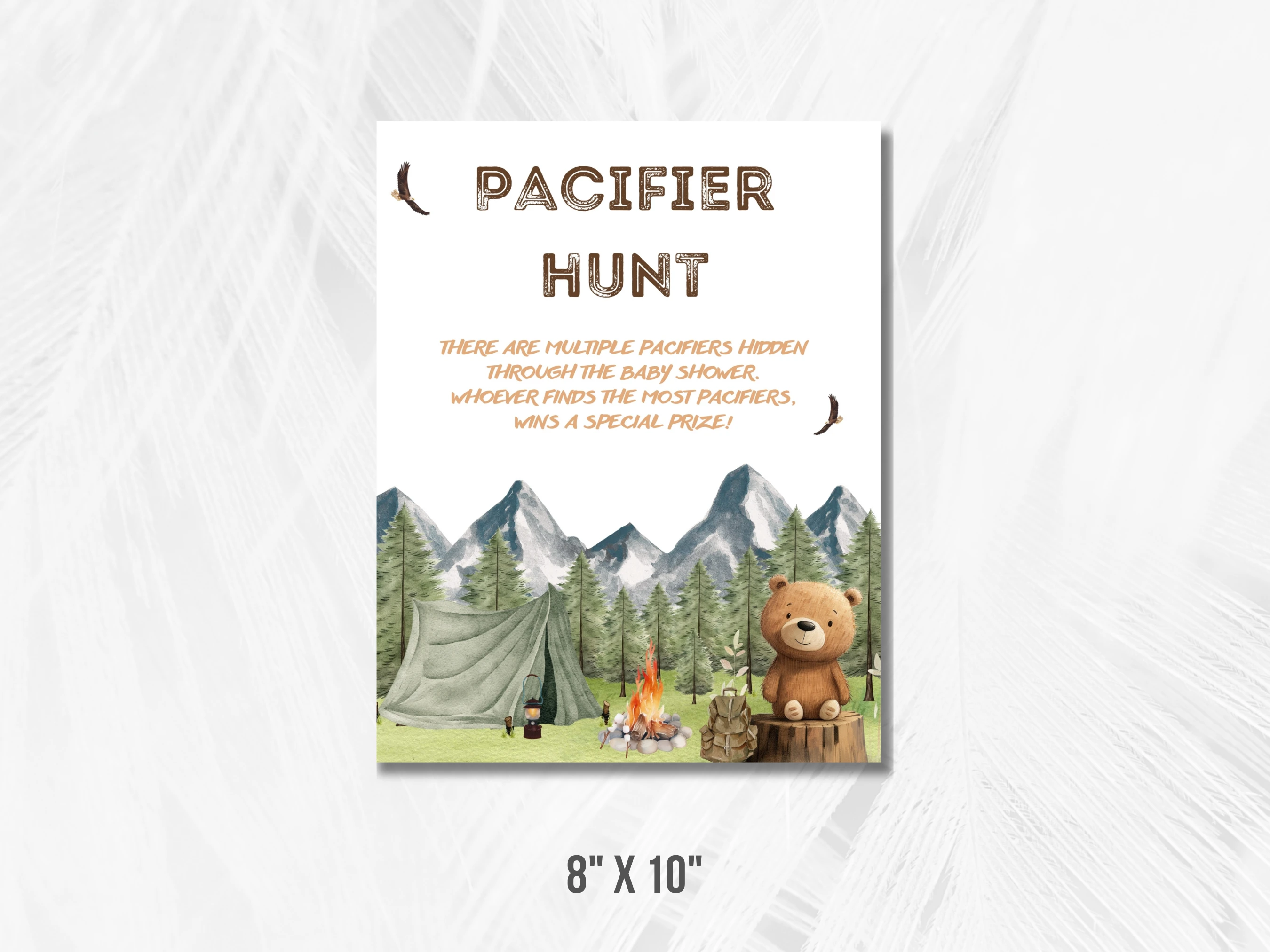 Little Camper Baby Shower Table Signs | Adventure Awaits Late Night Diapers | Pacifier Hunt Sign | Editable Canva Template | Digital Download