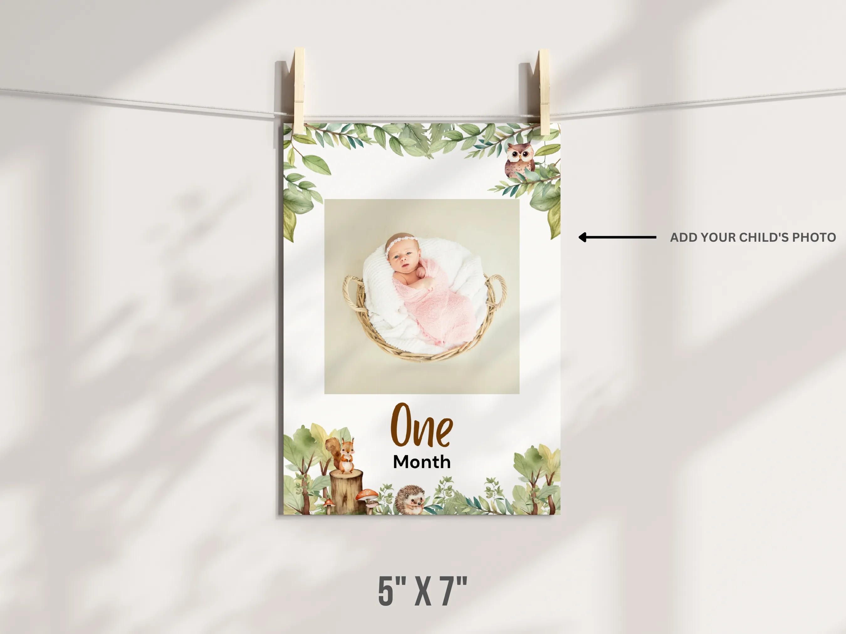 Forest Animals Birthday Photo Banner | Woodland Monthly Milestone Cards | Editable Canva Template | Digital Download