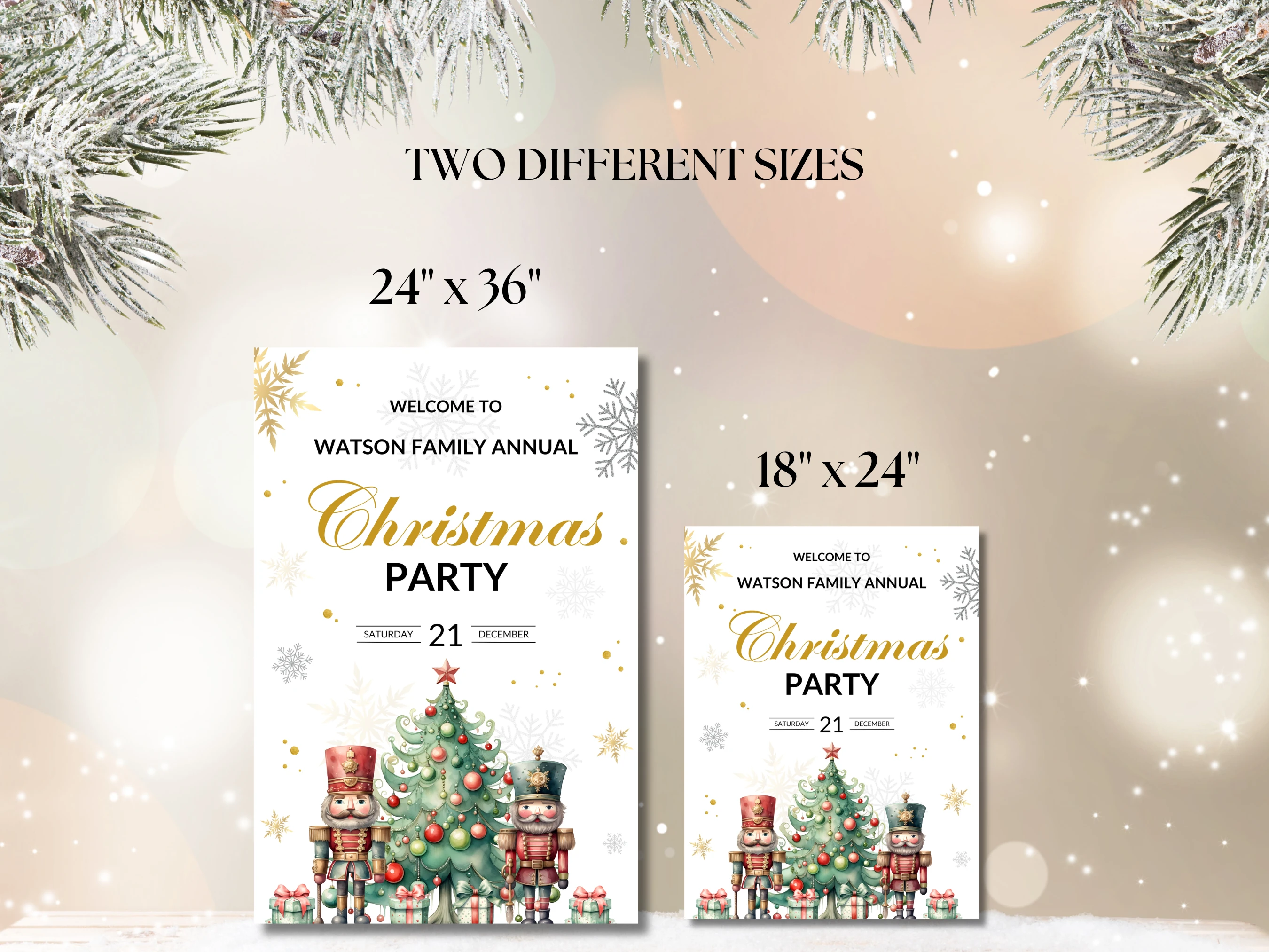 Christmas Welcome Sign | Nutcracker Holiday Party Decor | Editable Canva Template | Digital Download