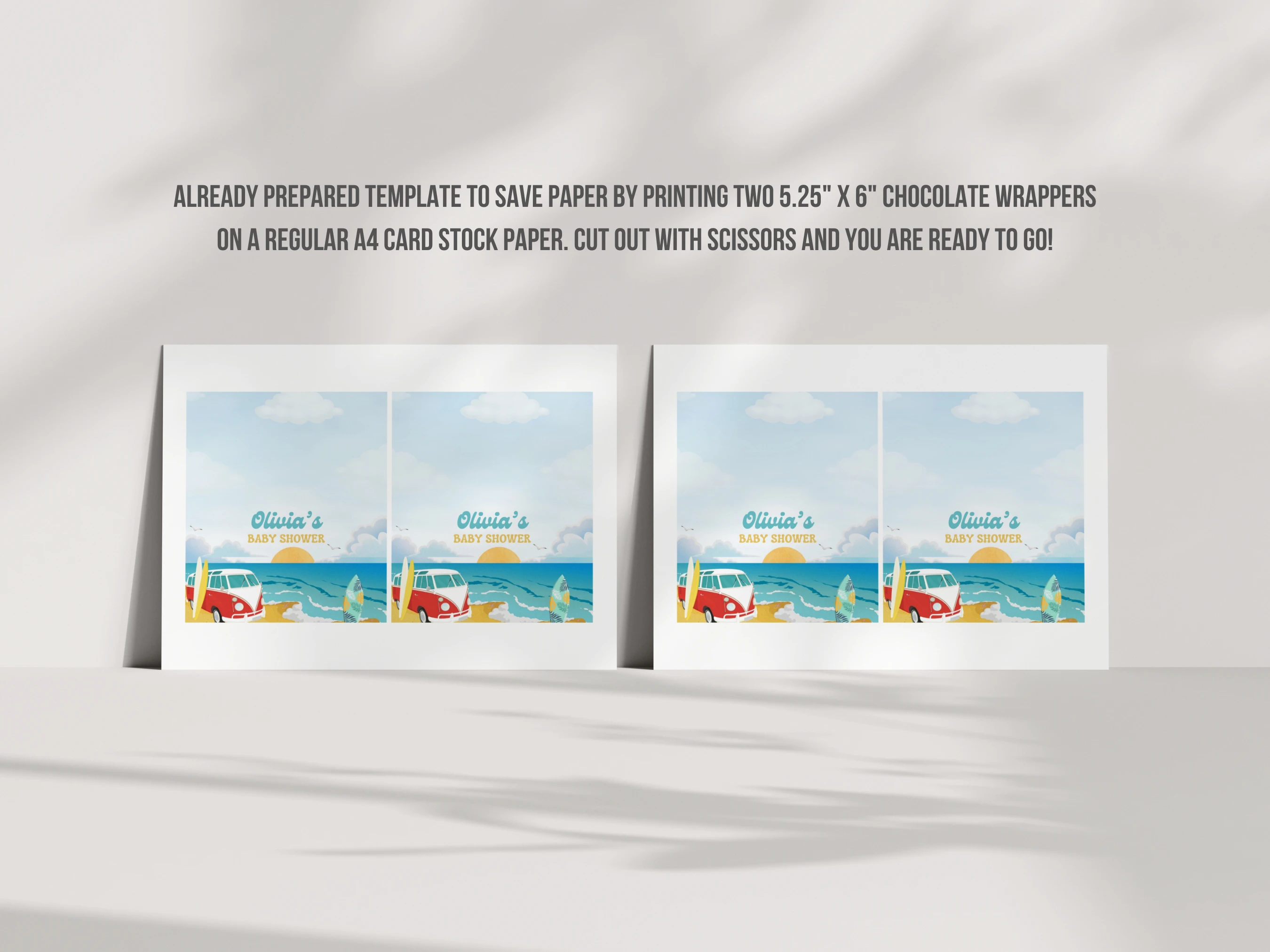 Baby On Board Baby Shower Chocolate Wrapper | Surfing Candy Bar Label | Editable Canva Template | Digital Download