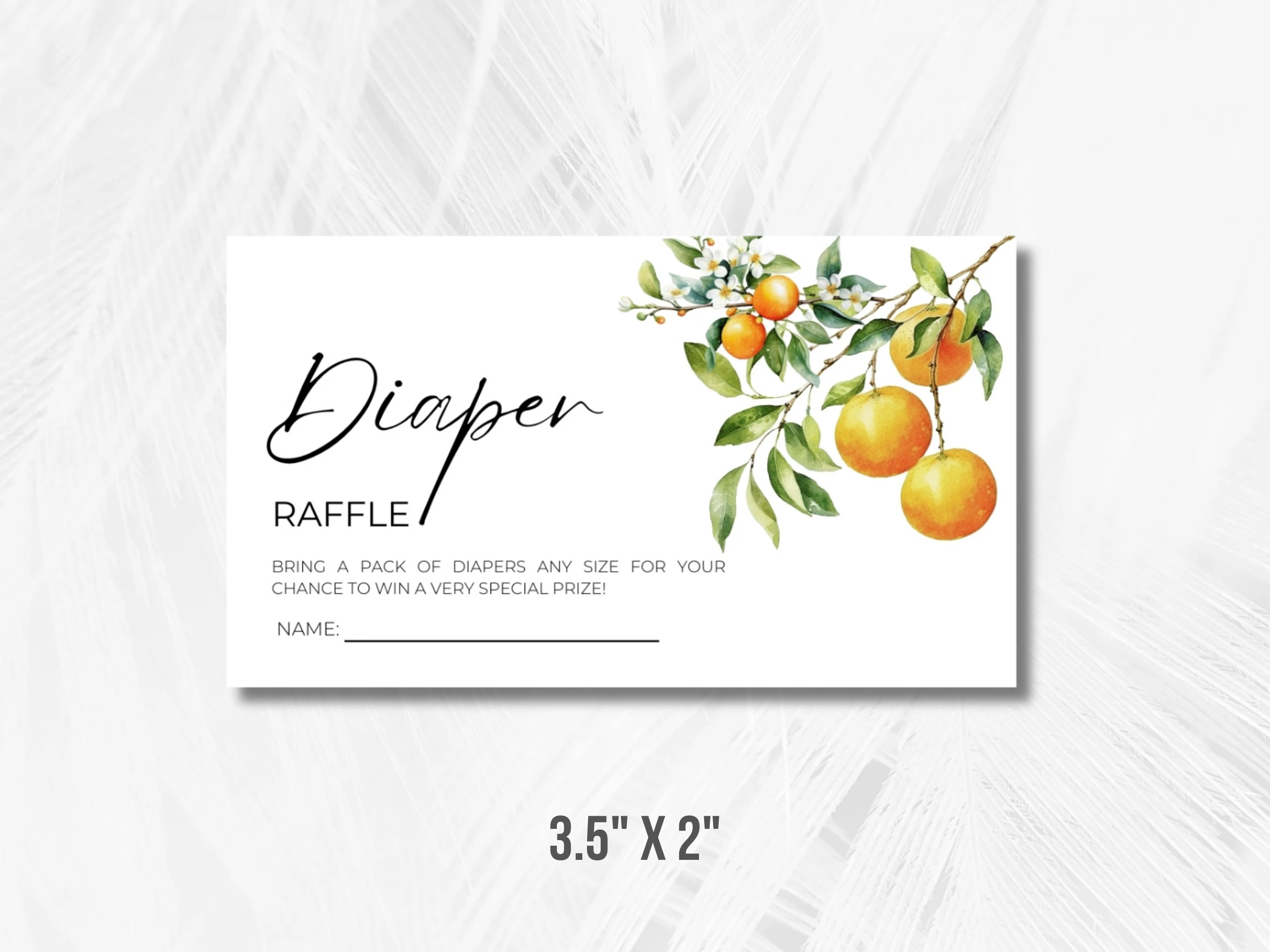 Little Cutie Baby Shower Diaper Raffle Card | Orange Books For Baby Card | Editable Canva Template | Digital Download