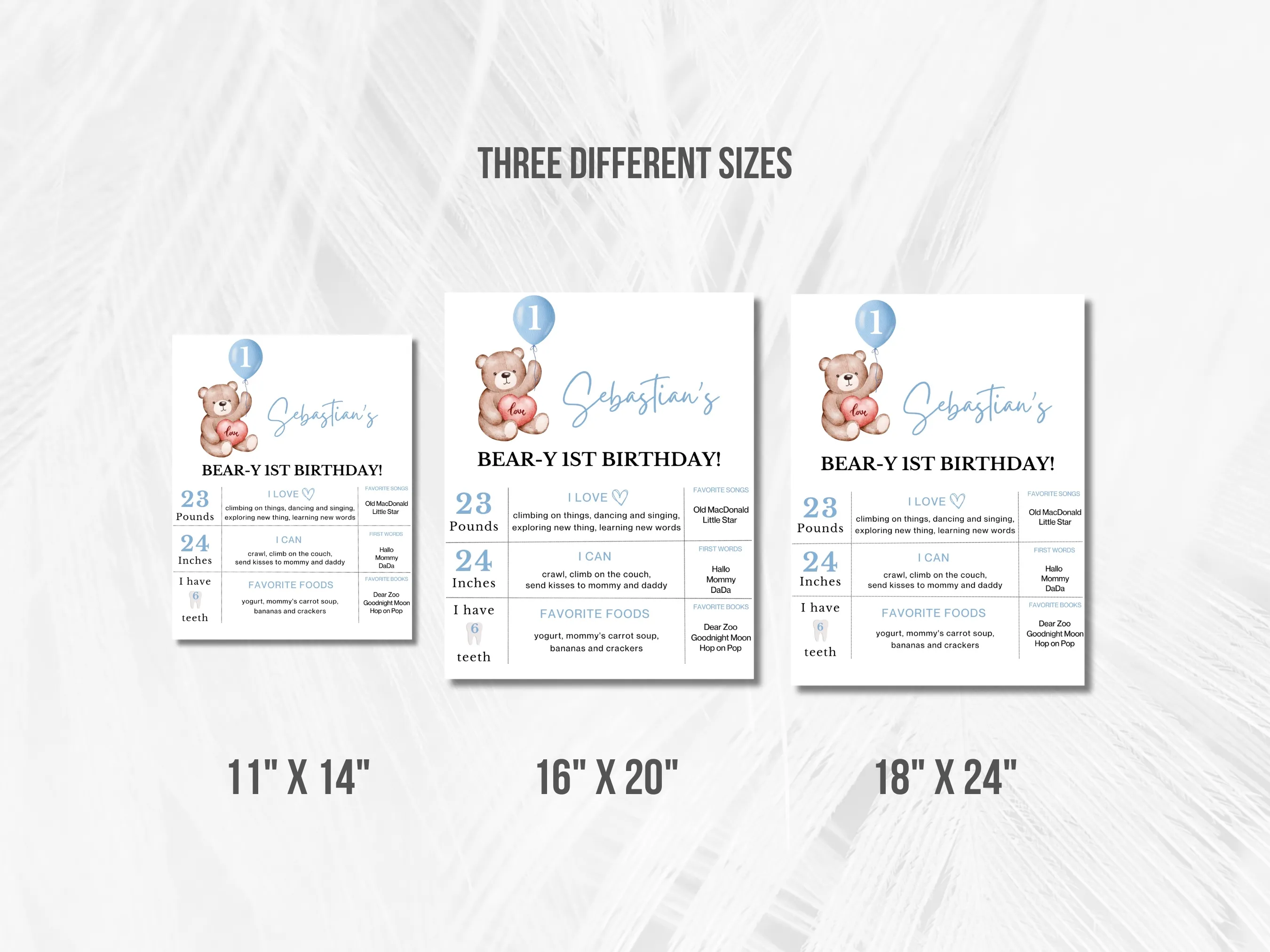 Teddy Bear Birthday Milestone Board | Beary First Birthday Milestone Poster | Baby Milestone Sign | 1st Birthday Party | Editable Canva Template | Digital Download