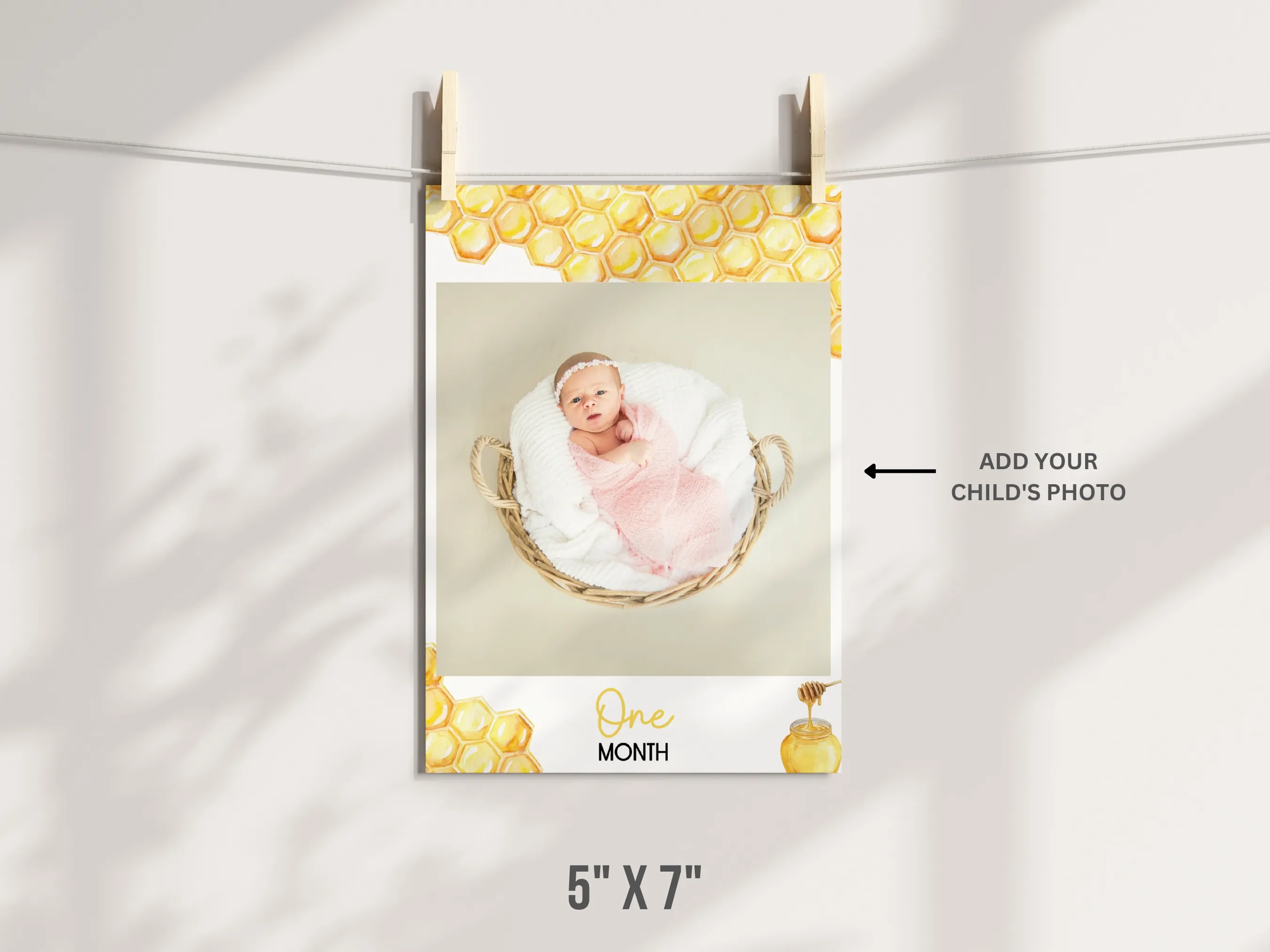 First Bee Day Birthday Photo Banner | Honey Bee Monthly Milestone Cards | Editable Canva Template | Digital Download