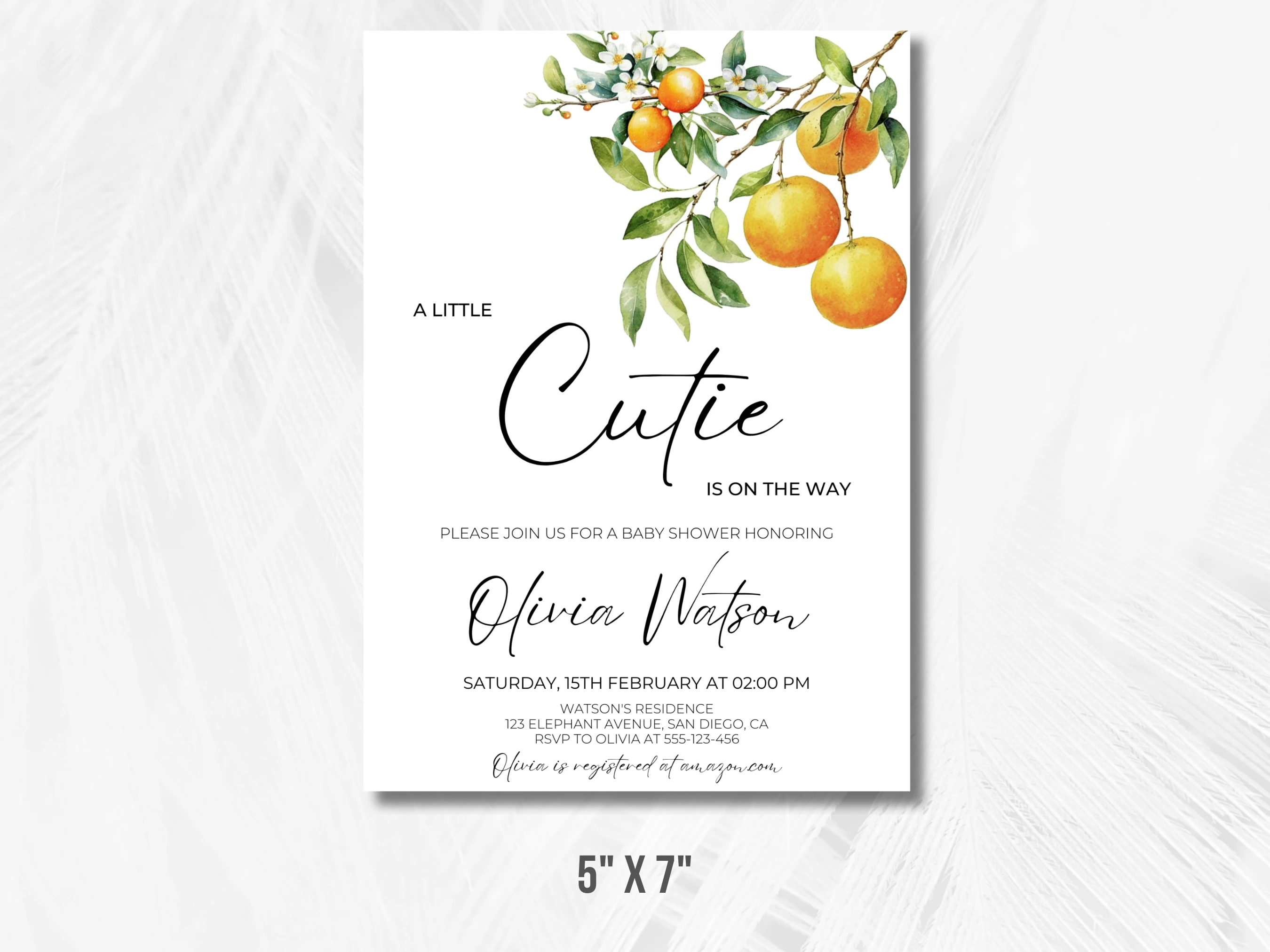 Little Cutie Baby Shower Invitation | Orange Baby Shower Invite | Clementine Baby Shower Party | Editable Canva Template | Digital Download
