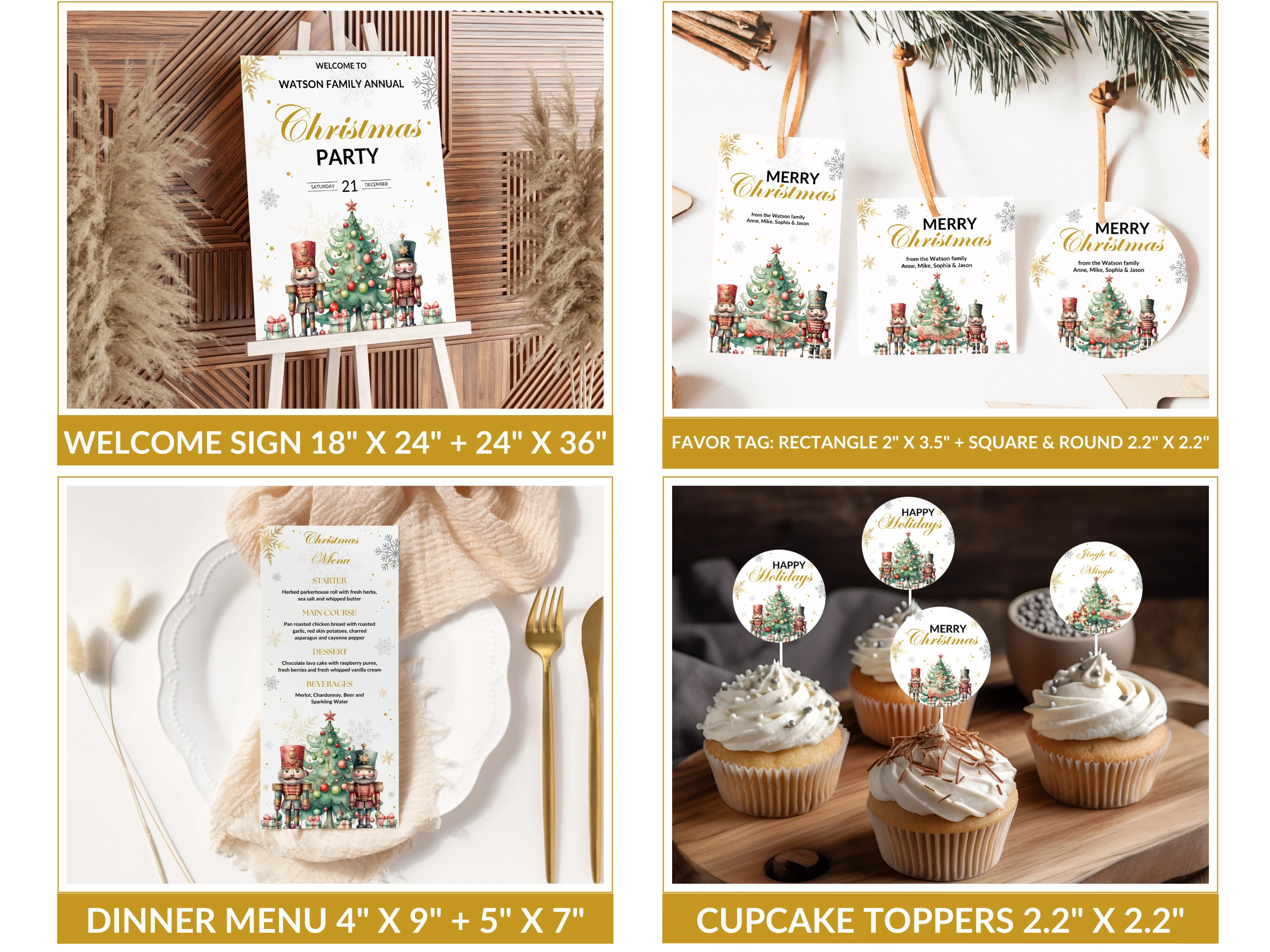 Nutcracker Christmas Party Bundle | Editable Dinner and Holiday Party Kit | Editable Canva Template | Digital Download