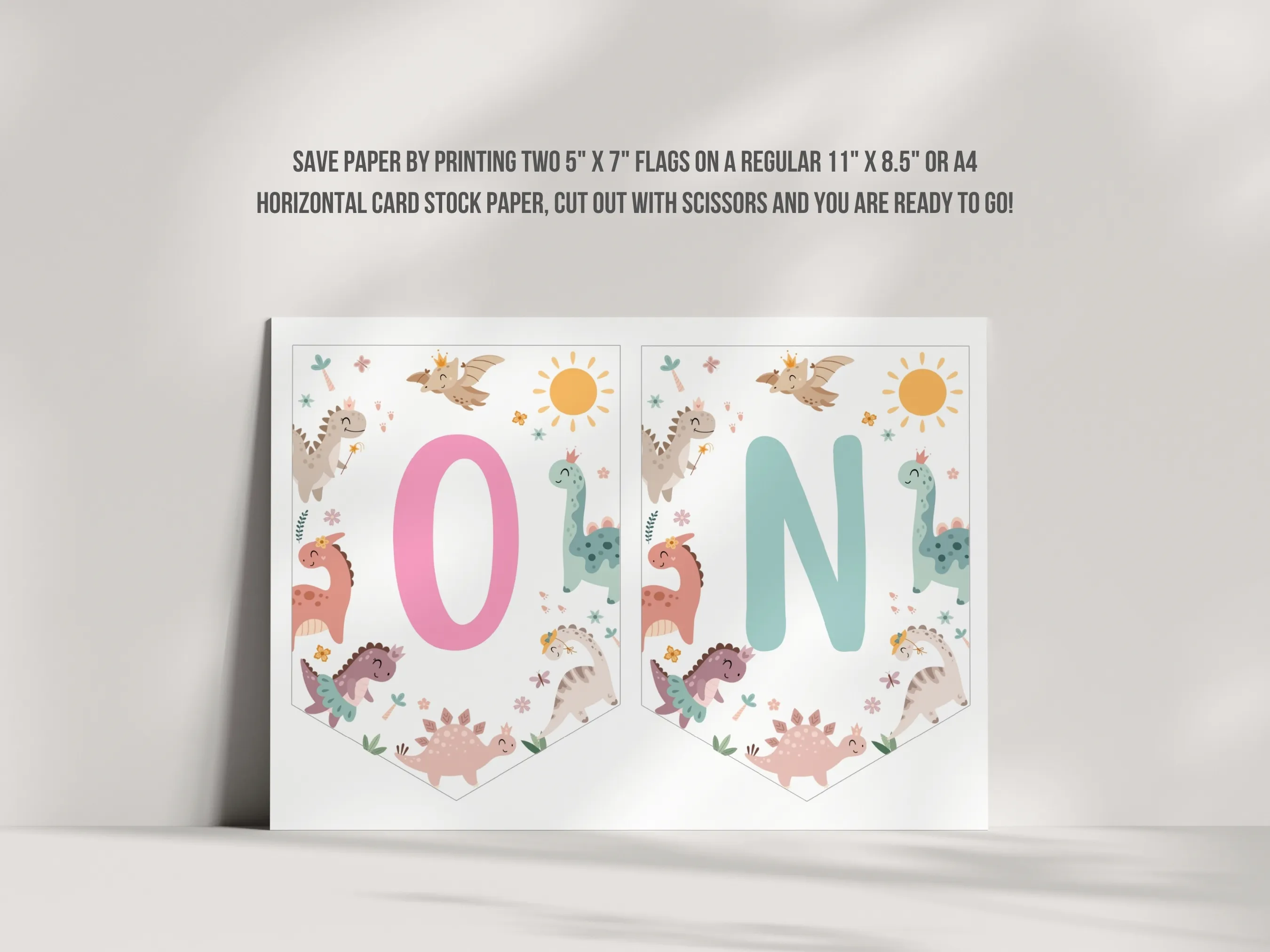 Baby Girl Dinosaur High Chair Banner | Jurassic Birthday ONE Banner | Dino Party Garland | Editable Canva Template | Digital Download