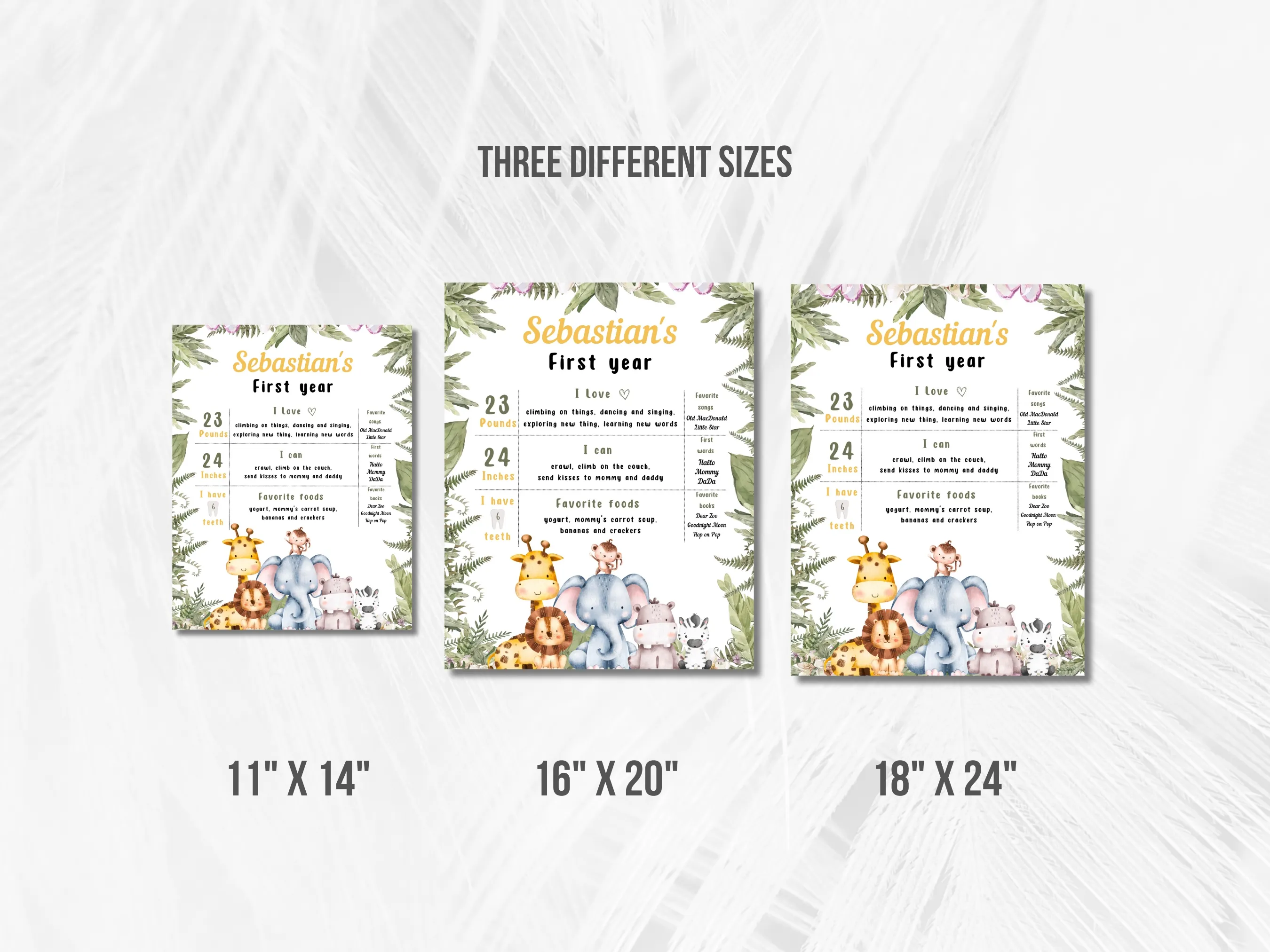 Safari Animals Milestone Board | Wild One Milestone Poster | Jungle Party Baby Milestone Sign | 1st Birthday Party | Editable Canva Template | Digital Download