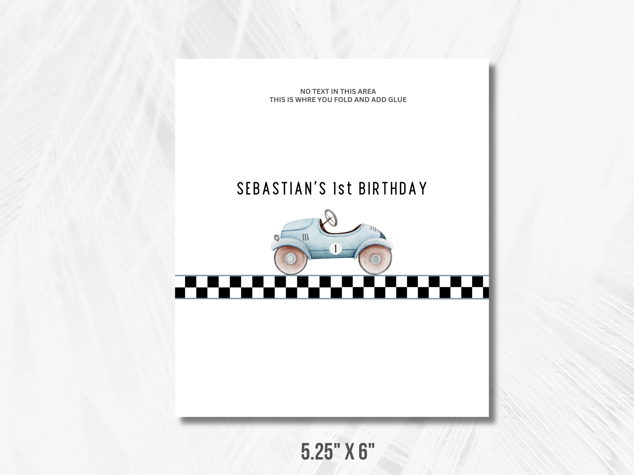 Blue Vintage Race Car 1st Birthday Chocolate Wrappers | Fast One Mini Candy Bar Labels | Retro Racing Chocolate Wrappers | Editable Canva Template | Digital Download