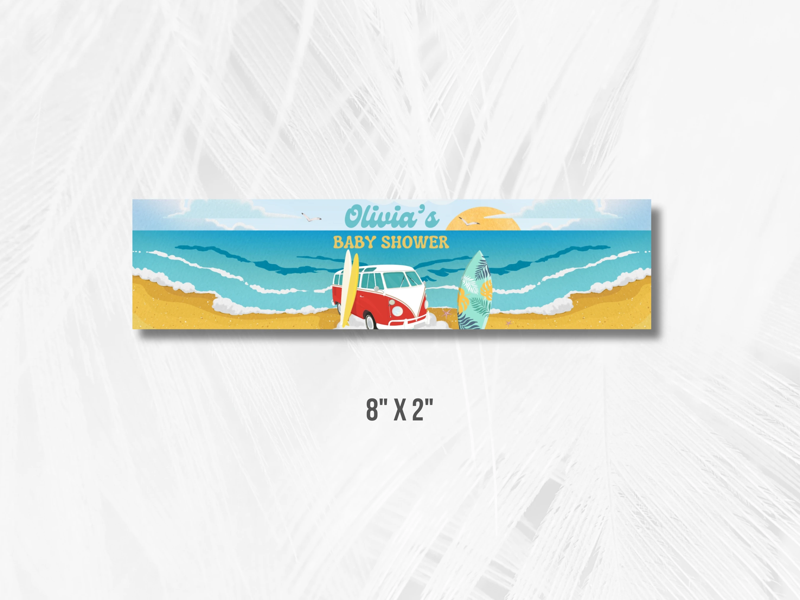 Baby On Board Baby Shower Water Bottle Label | Surf Baby Shower Bottle Sticker | Editable Canva Template | Digital Download