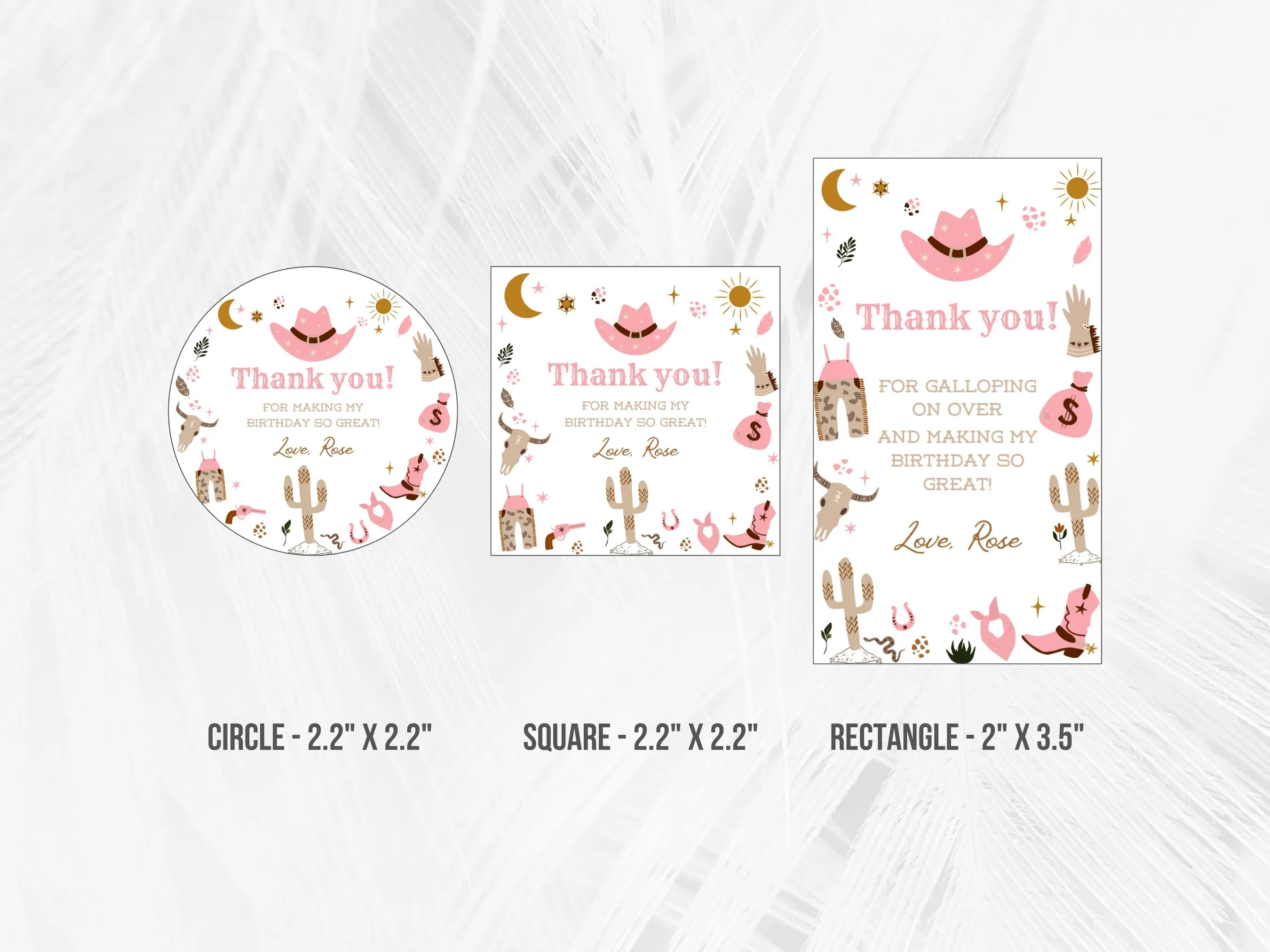 My First Rodeo Birthday Thank You Tags | Cowgirl Western Gift Tags | Pink Rodeo Party Favor Labels | Editable Canva Template | Digital Download