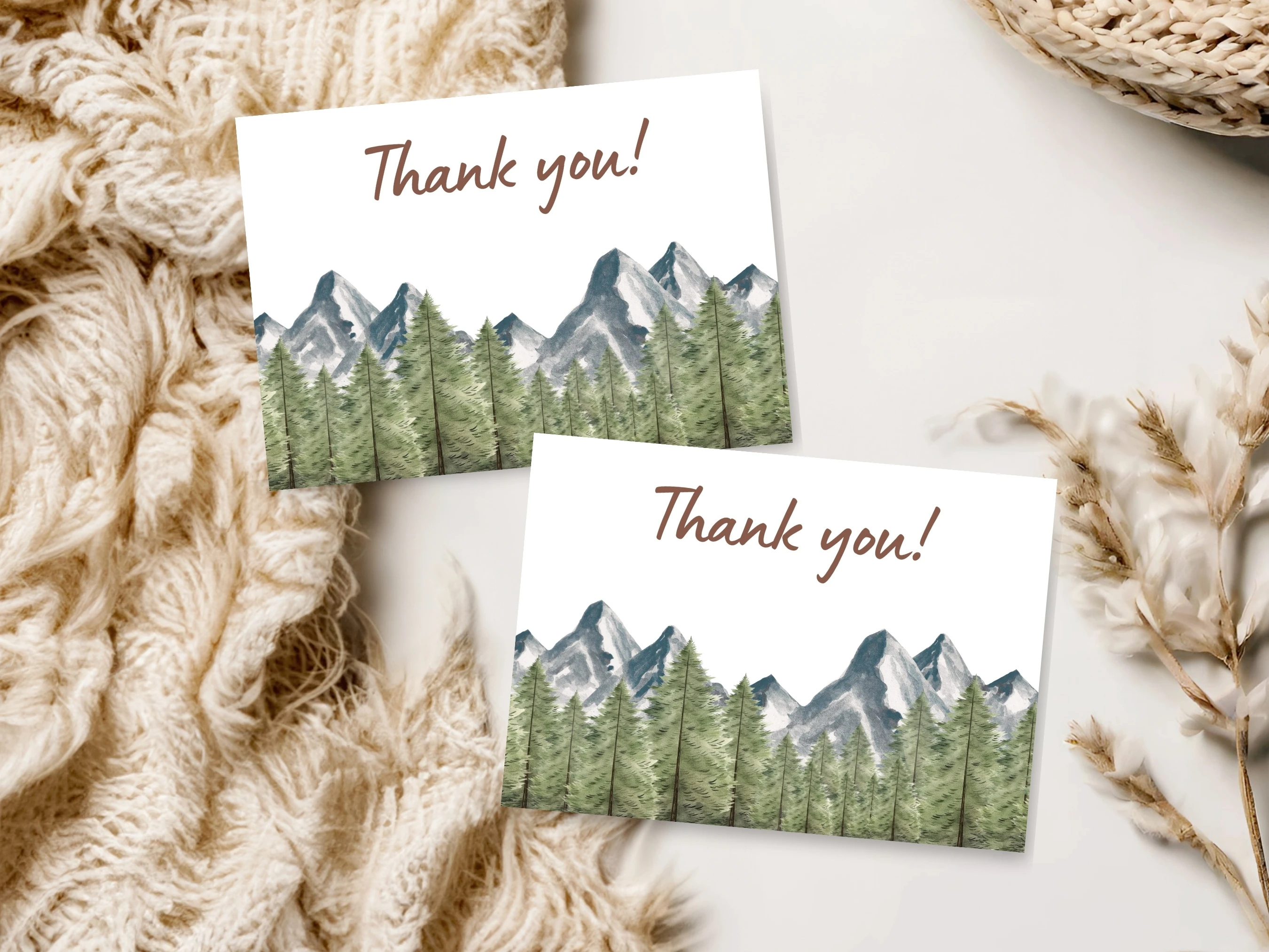 Adventure Awaits Baby Shower Invitation Set | Gender Neutral Forest And Mountains Starter Pack | Editable Canva Template | Digital Download